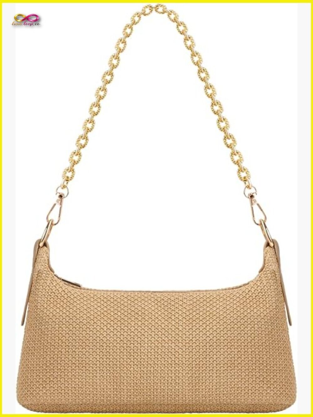 Boho Woven Raffia Hobo Purse with Charm Chain Shoulder Bag Summer Beach